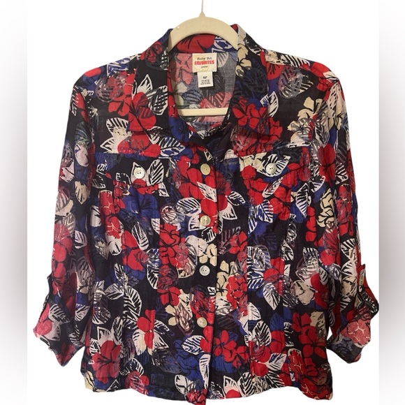 Ruby Rd Favorites Size 12P Blouse 3/4 Sleeve
Floral Red White Blue - Picture 1 of 13